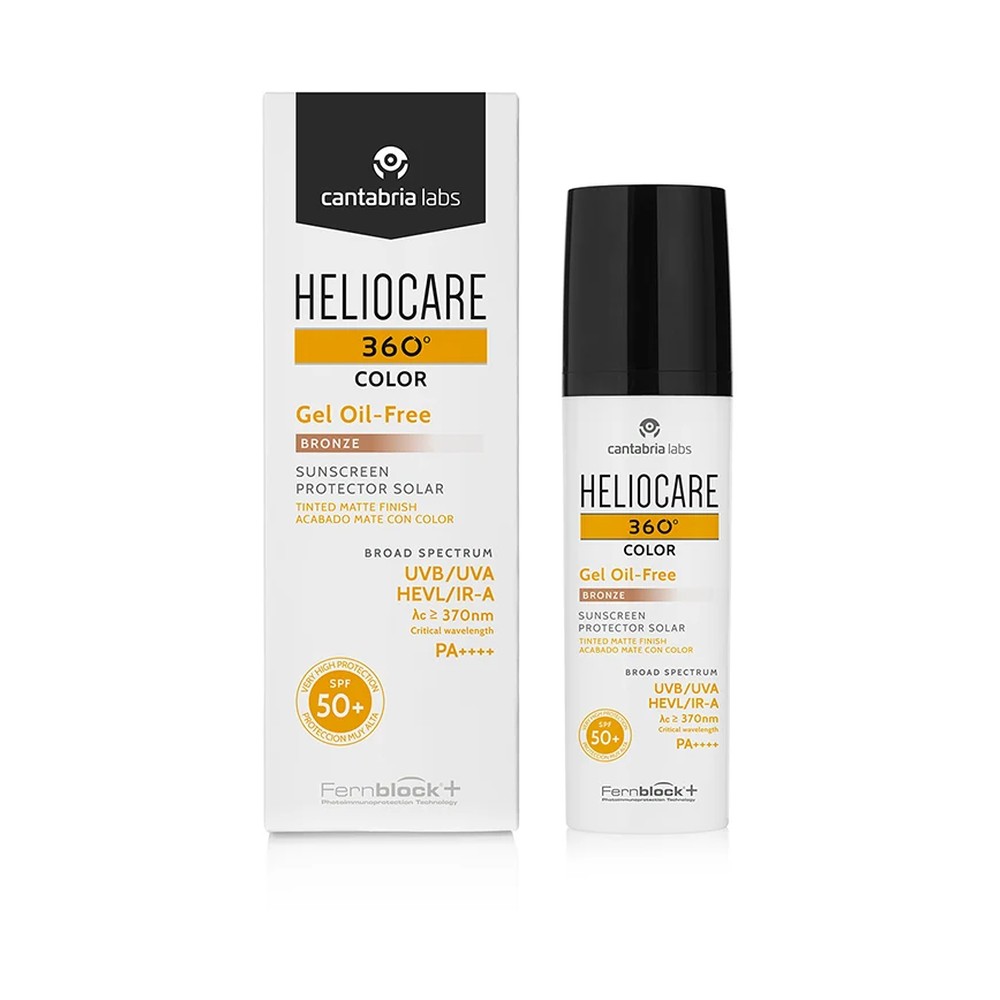 Heliocare 360 Color Gel Oil-Free Bronze SPF 50+ box and bottle